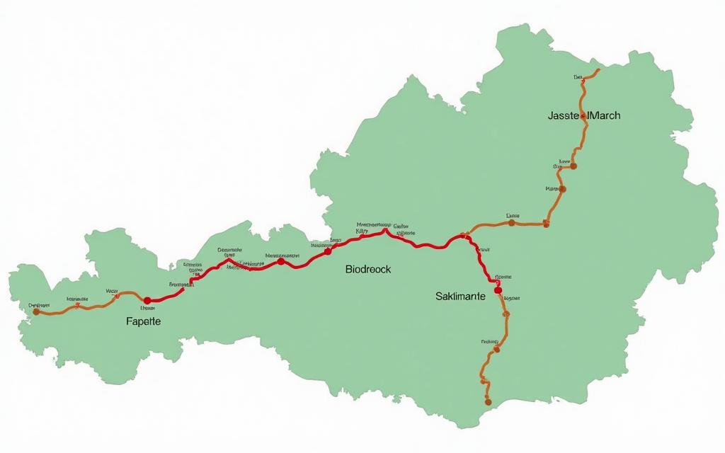 A map of Austria highlighting the main special toll routes not covered by the standard vignette.